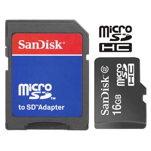 Cartão de memória micro Sd 16 GB SanDisk + Adaptador